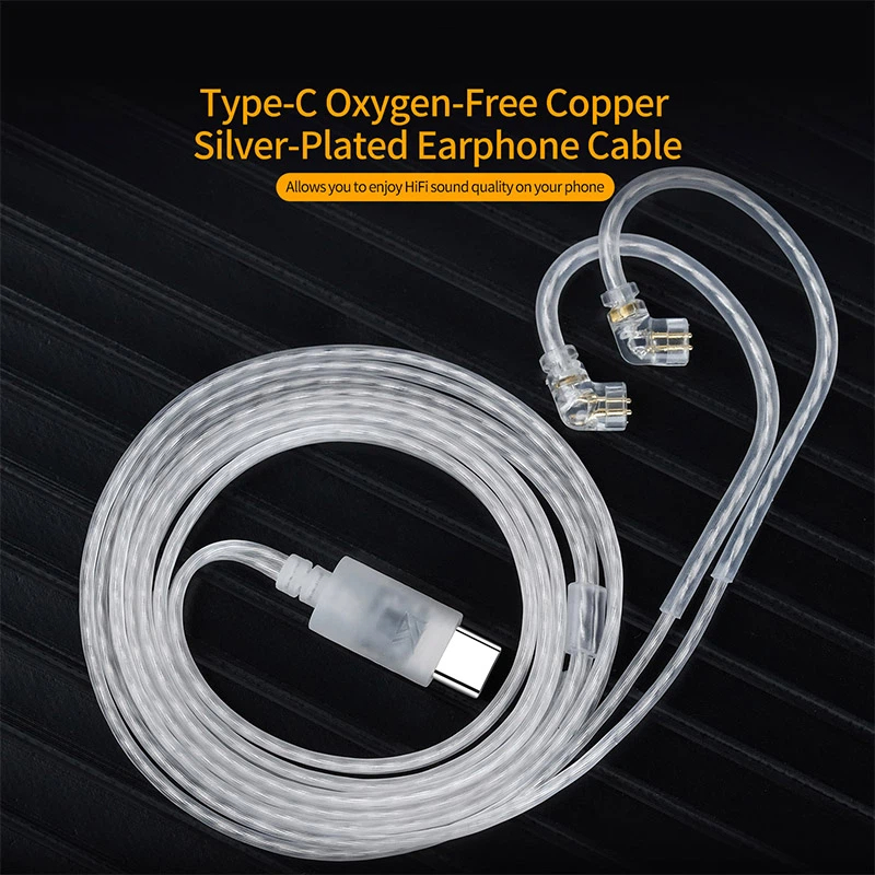 Usb C Earphone - KZ Kopfhörerkabel OFC Versilbertes Upgrade-Kabel Typ-C