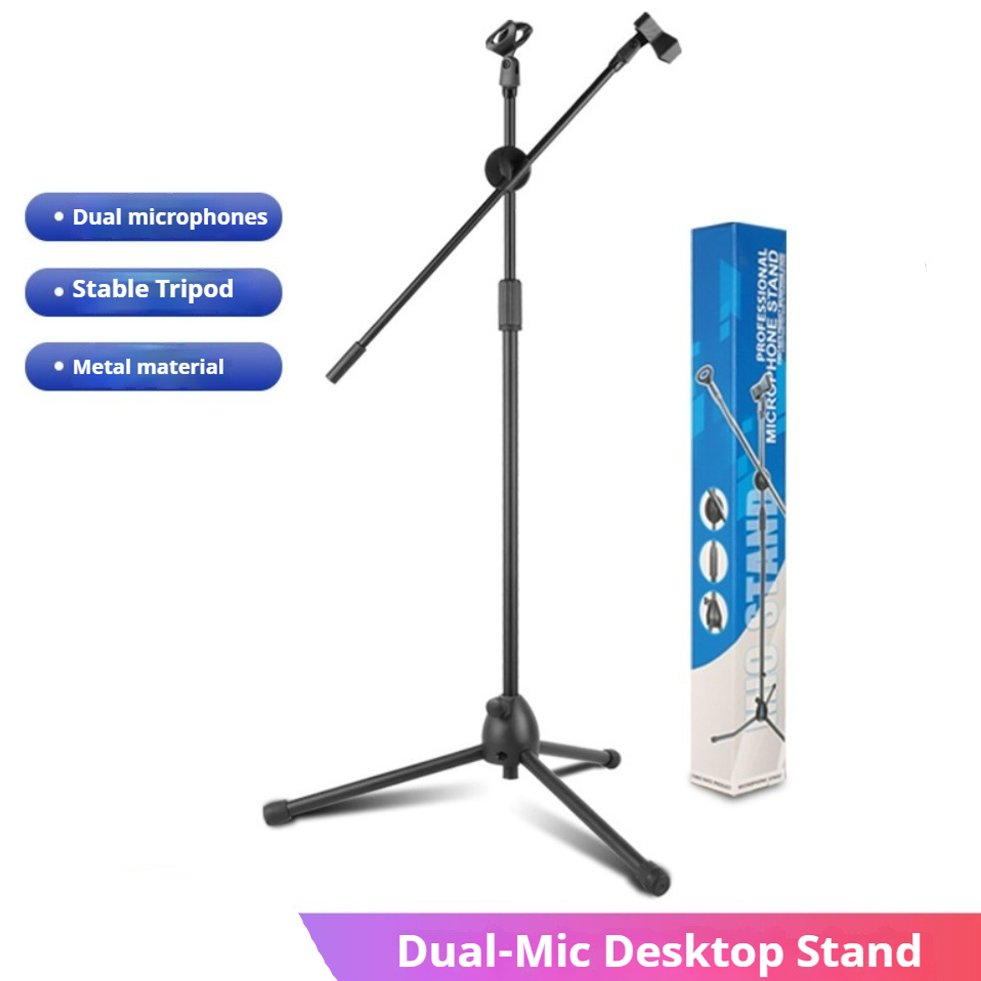 Shure Mic Sm58 - Performance-Mikrofon-Bodenständer mit Doppelarm-Design: Flexible Mehrwinkel-Einstellung, Geeignet