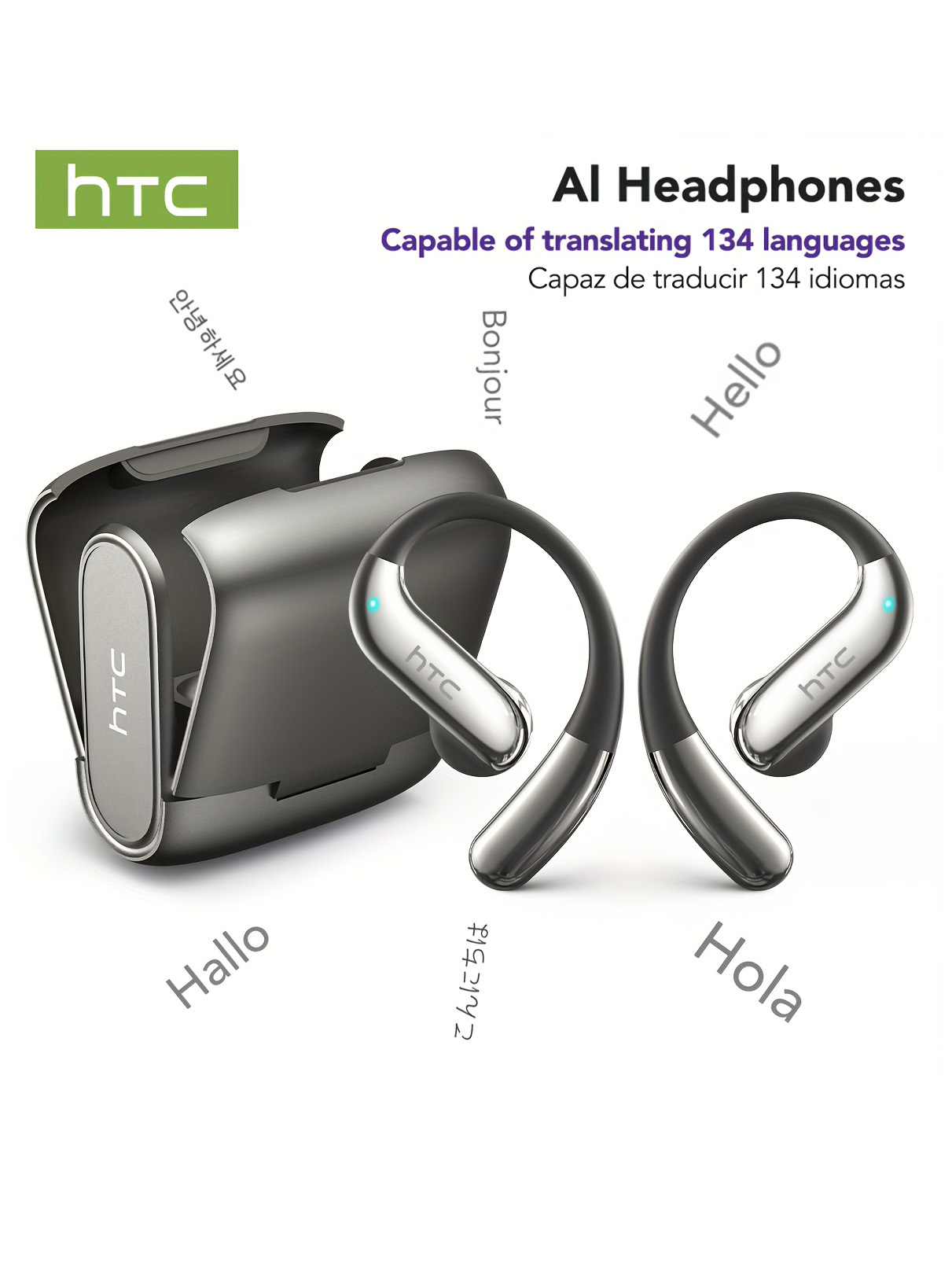 Usb C Earphone - Open-Ear-Bluetooth-Kopfhörer, HTC 30-Stunden-Wiedergabe, kabellose Ohrhörer, Ohrhörer