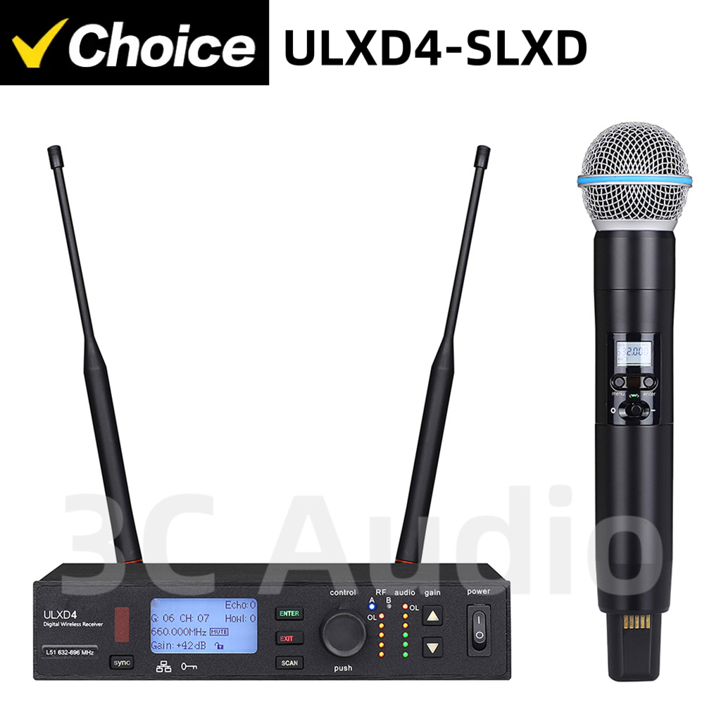 Shure Mic Sm58 - ULXD4-SLXD 500/600 MHz Professionelles Drahtloses Mikrofon