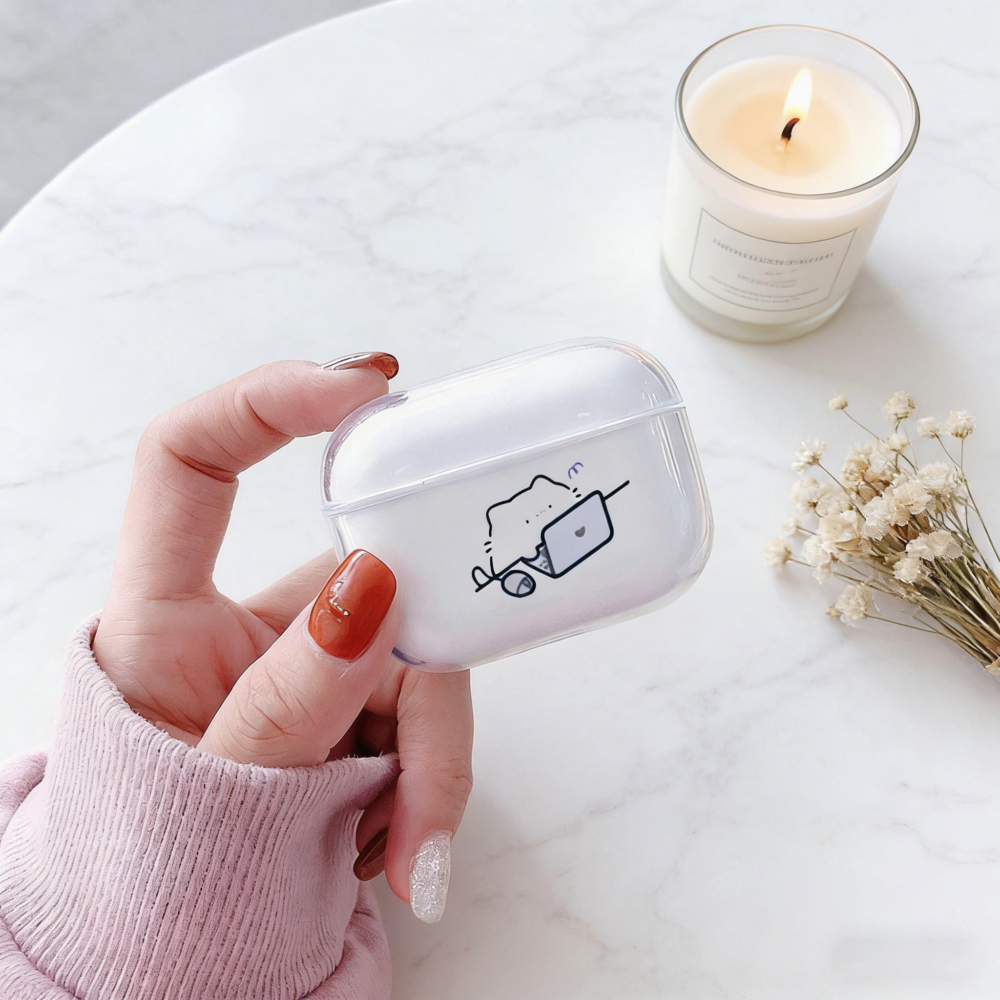 Headphone Case Hard - Süße Katzen-Kopfhörerhülle transparent für Airpods Pro3